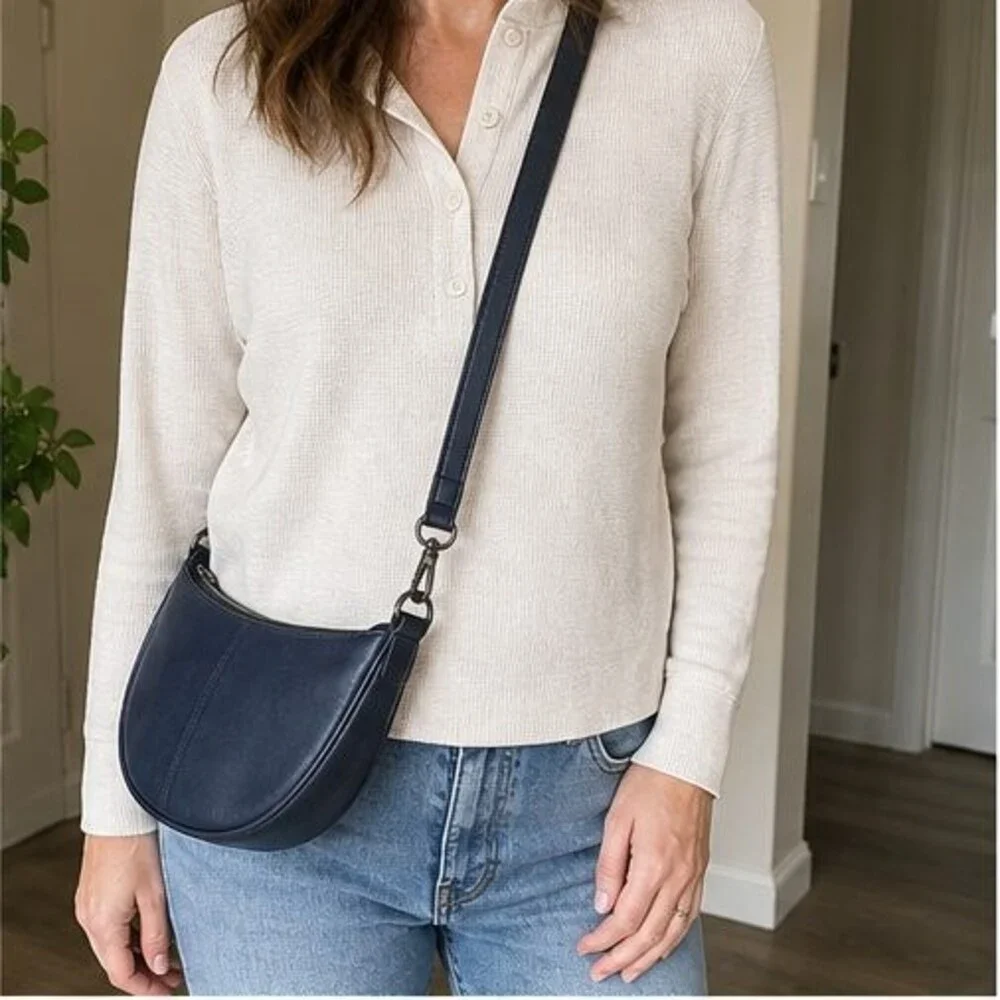 Navy Faux Leather Bag